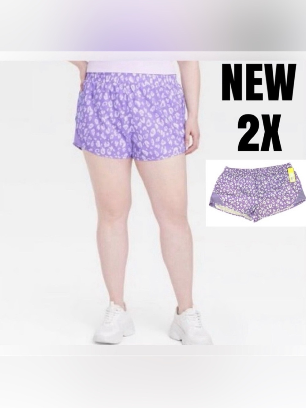 Lined running shorts purple animal print size 2X